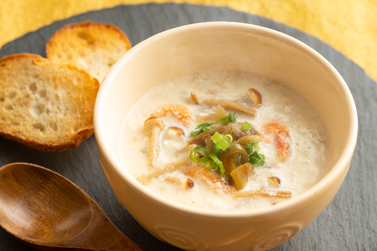 えのきの入った台湾風豆乳スープ