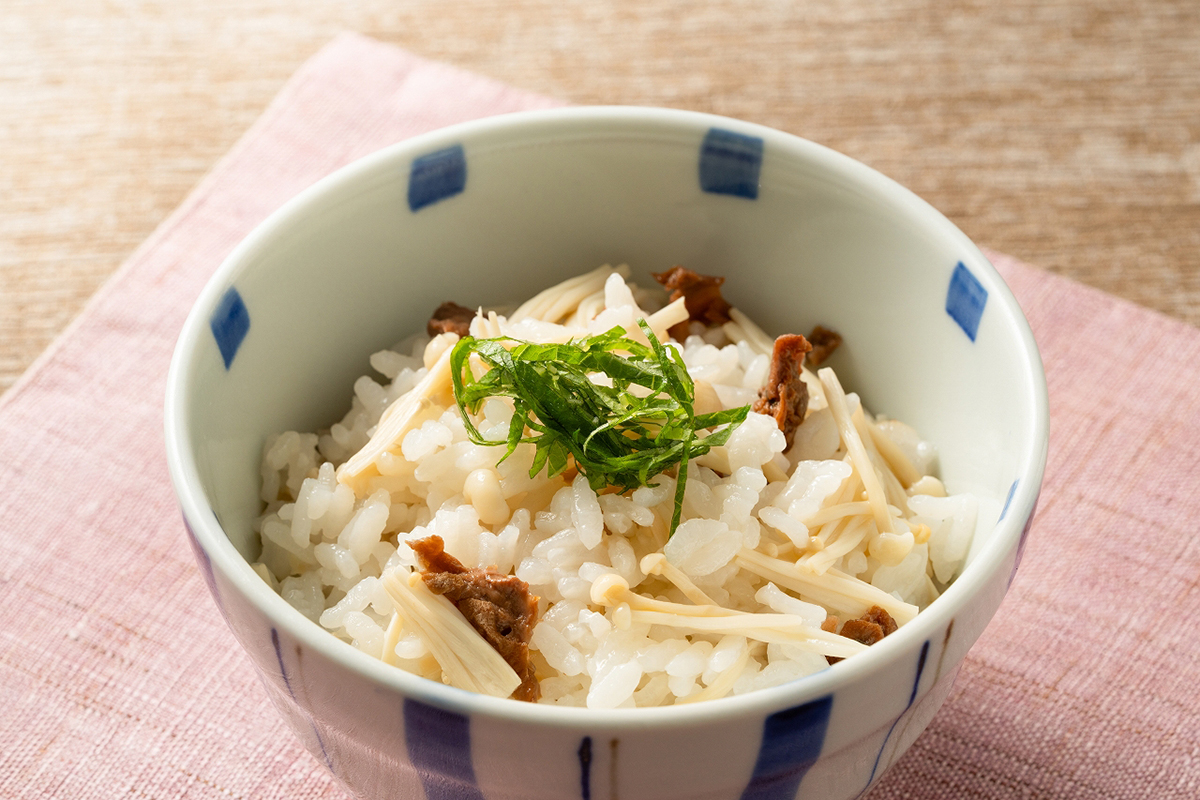 梅とえのきの炊き込みごはん